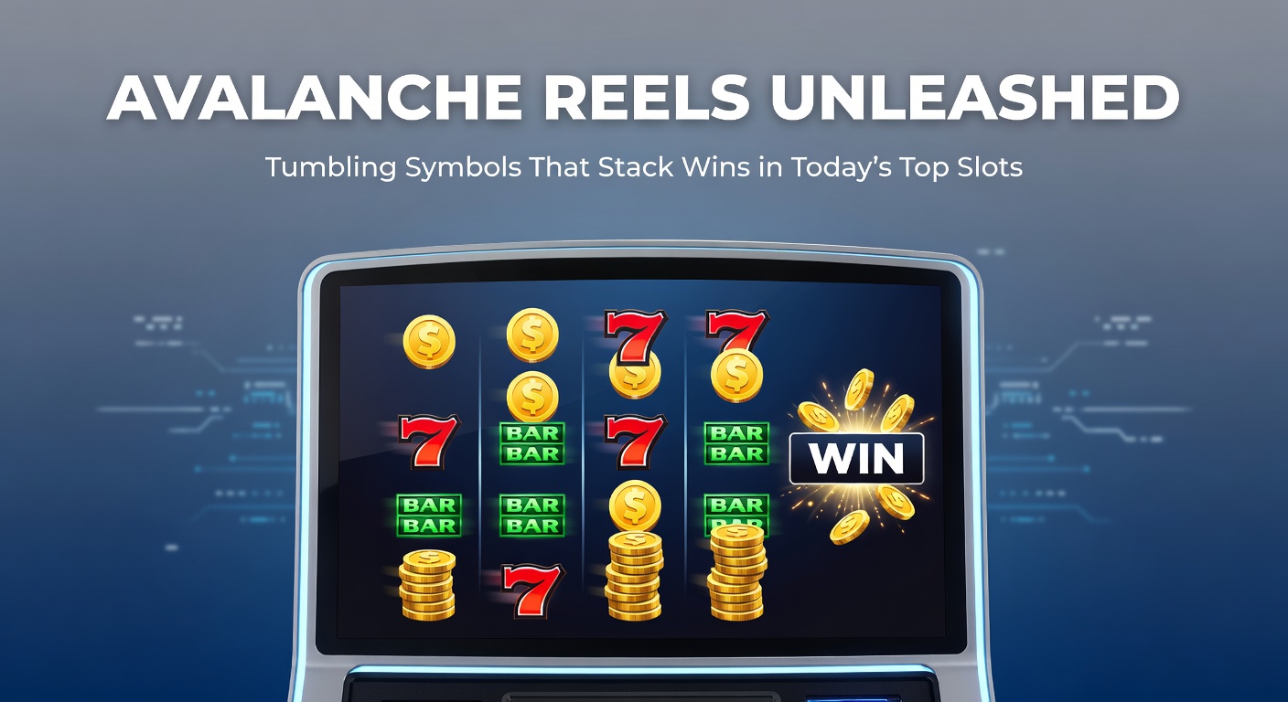 Vibrant slot reels with cascading symbols exploding in a chain reaction, illustrating avalanche mechanics in action