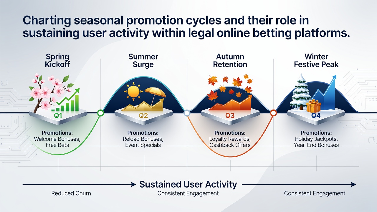Graph displaying user activity fluctuations aligned with seasonal promotion launches from January through December 2026