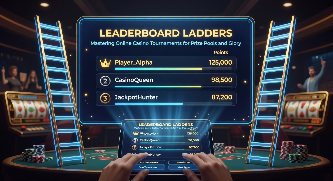 Close-up of a player's screen showing a climbing leaderboard position during an intense online casino tournament, with prize pool ticking upward