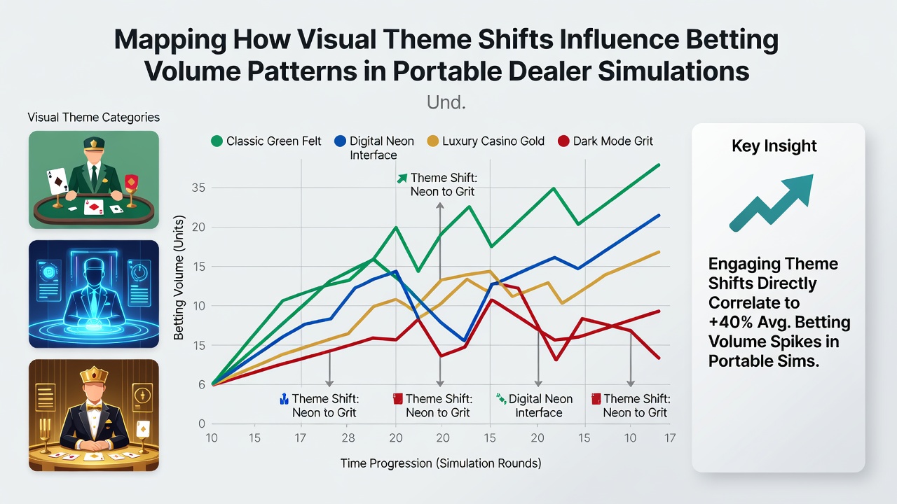Side-by-side comparison of dealer simulation interfaces with different visual themes and corresponding volume metrics