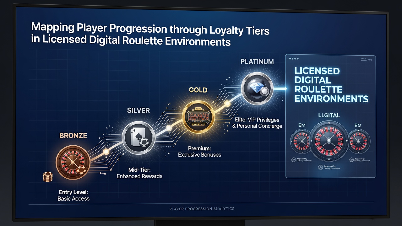 Analytics dashboard tracking loyalty tier advancement for roulette players in regulated digital environments