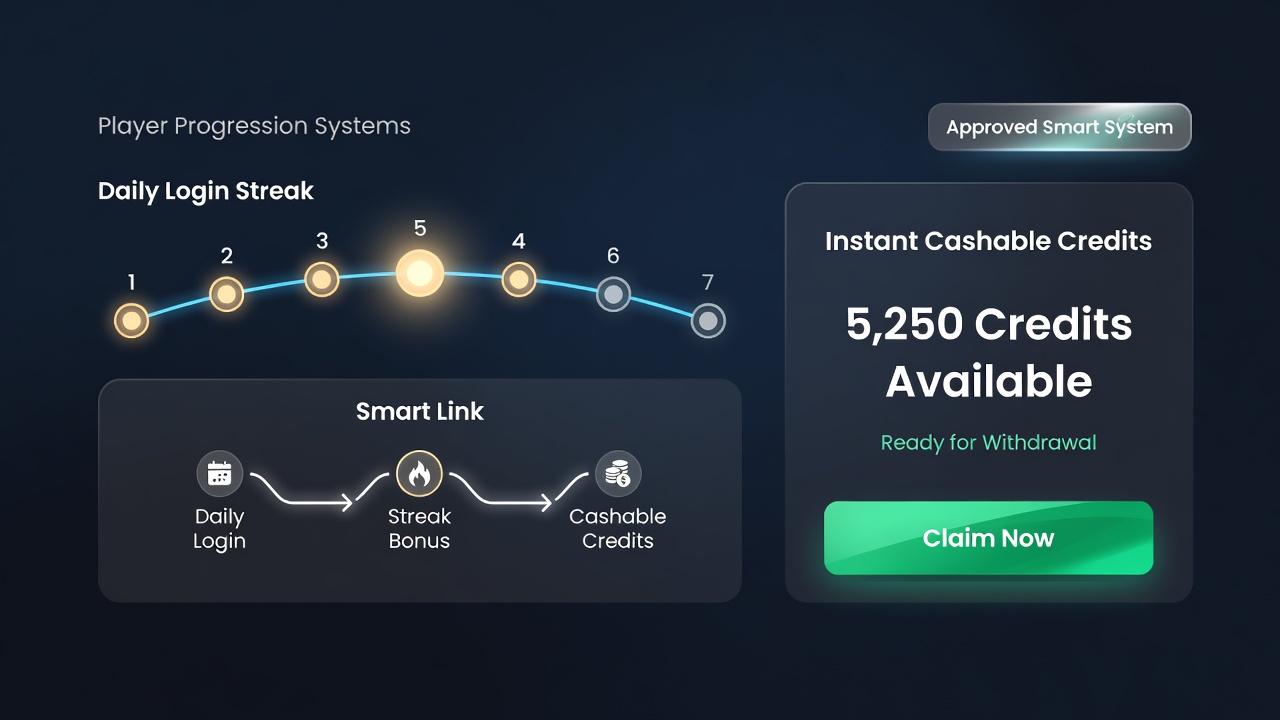Dashboard view inside a mobile gambling app showing streak rewards converting to cashable balance with withdrawal options