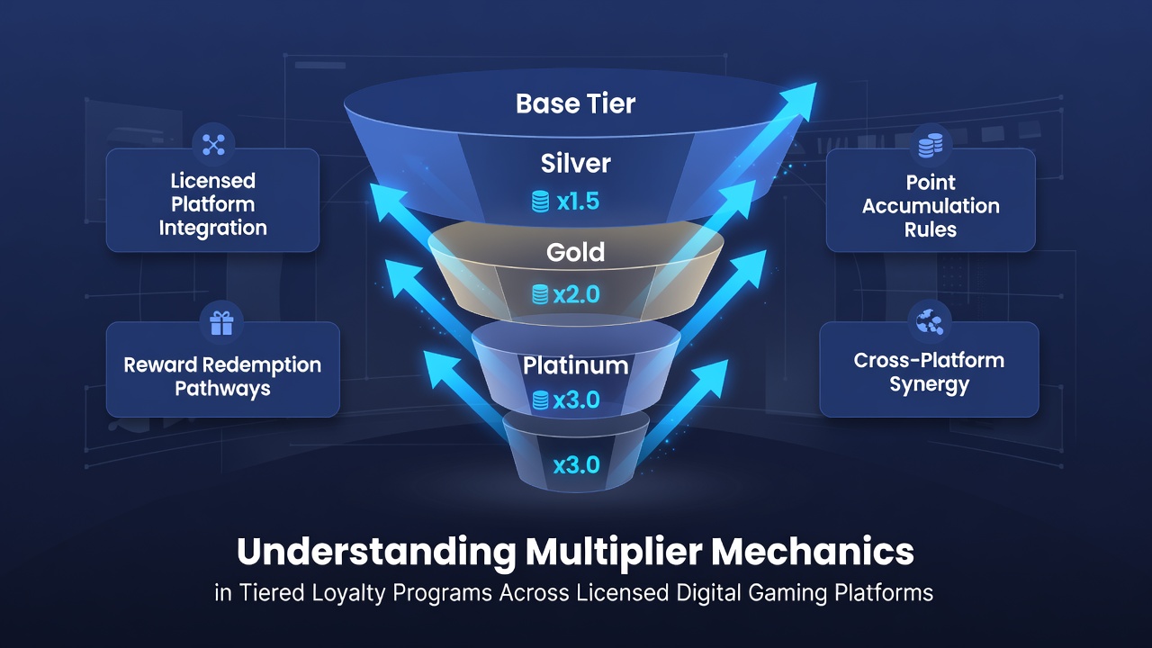 Analytics dashboard displaying multiplier application across loyalty tiers in a regulated gaming platform