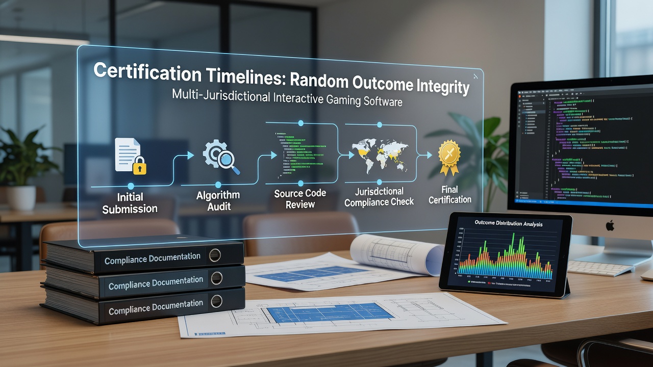 Certification testing lab equipment used for RNG integrity verification in gaming software